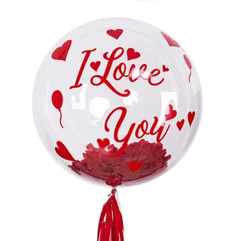 1set Valentines Day Balón Červená Nálepka I Love You Bobo Balón Nálepky Srdce Balón Nálepky Svadby, Narodeniny, Party Dekorácie