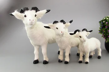 biela koza reálne kožušiny ovce model ornament scény rozloženie prop farmy dekorácie darček h1283