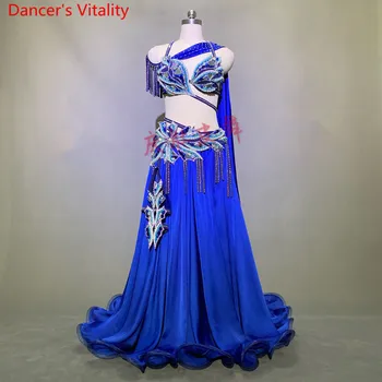 Brušný Tanec Výkon Kostým Podprsenka so Stuhou Veľké Lem Sukne Krátke Sukne Nastaviť Ženy, Orientálne Indickej Bubon Tanečnej scény Nosenie