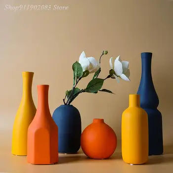 Kreatívne Nordic keramická váza abstraktné geometrické Remesiel ornamenty, Kvetinové aranžmán príslušenstvo Moderné domáce dekorácie, svadobné