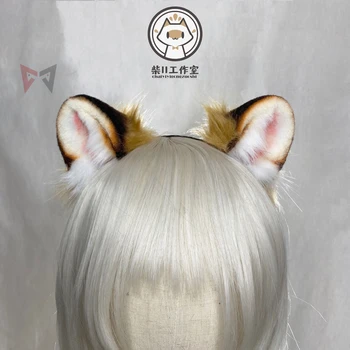 Nové Ručne Vyrobené Diela Tiger Uši Hairhoop Hnedá Biela pokrývku hlavy Na KC Lolita Cosplay Hra Strany Halloween Kostým Príslušenstvo