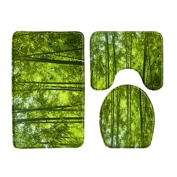 Zelená Borovicového Lesa Krajiny Vaňa Rohože 3-Dielna Sada Prírodné Scenérie Dvere Mat Rohože Kúpeľňa Koberec Koberec, Kúpeľňa Produkty